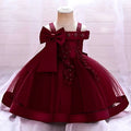 Baby girl princess dress by Showlu Fashion with big bow, perfect for weddings, birthdays, or Christmas celebrations.