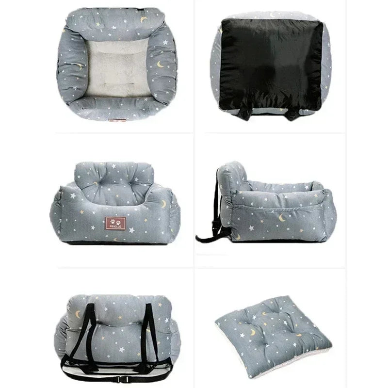Showlu Fashion cotton pet car seat cover with travel carrier sofa pad, featuring durable fabric and comfortable design for pets.