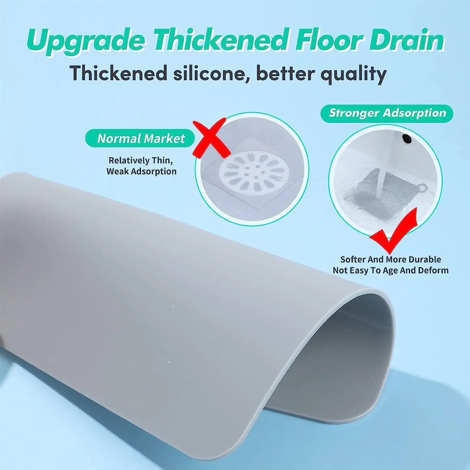 Showlu Smart General silicone drain stopper fitting most sinks, with a flexible, durable design to prevent clogs and spills.