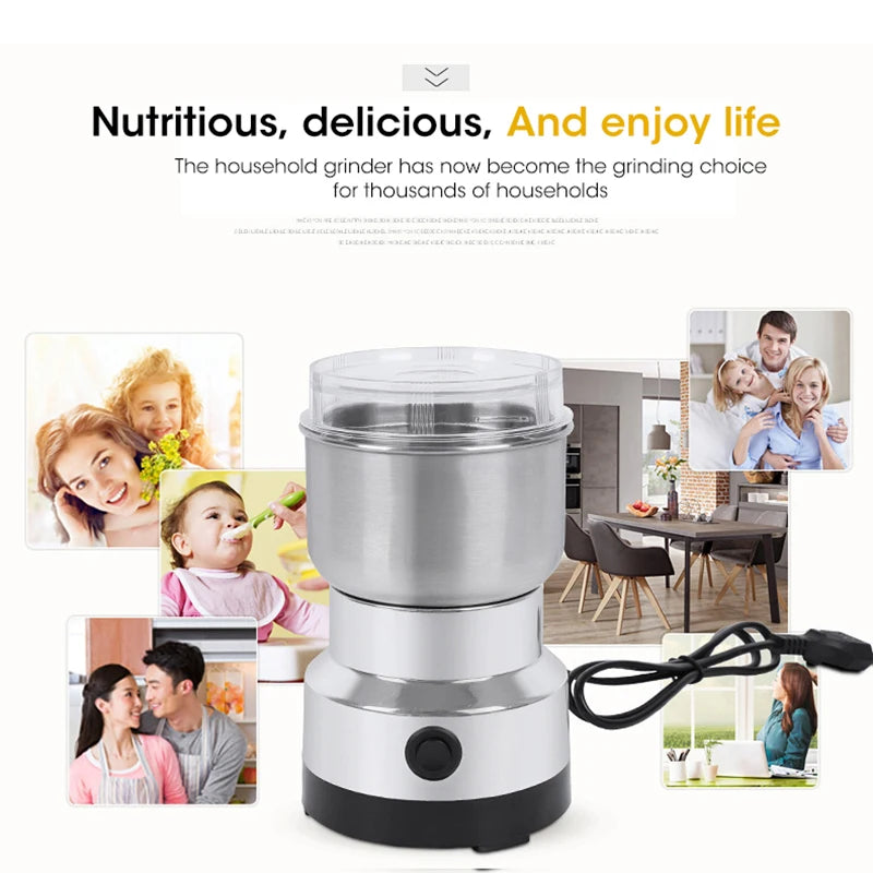 Showlu Smart Electric Coffee and Spice Grinder with 150W stainless steel grinding chamber and compact design.