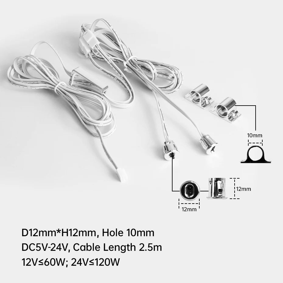 YEMEKE 12V COB LED strip with door sensor by Showlu Smart General, showing the LED strip and sensor attached to a surface.