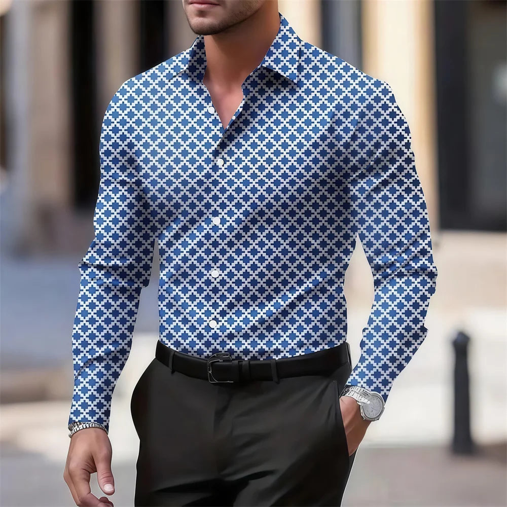Men's summer retro plaid shirt in 10 colors, casual short sleeve Hawaiian shirt by Showlu Fashion with vibrant pattern.