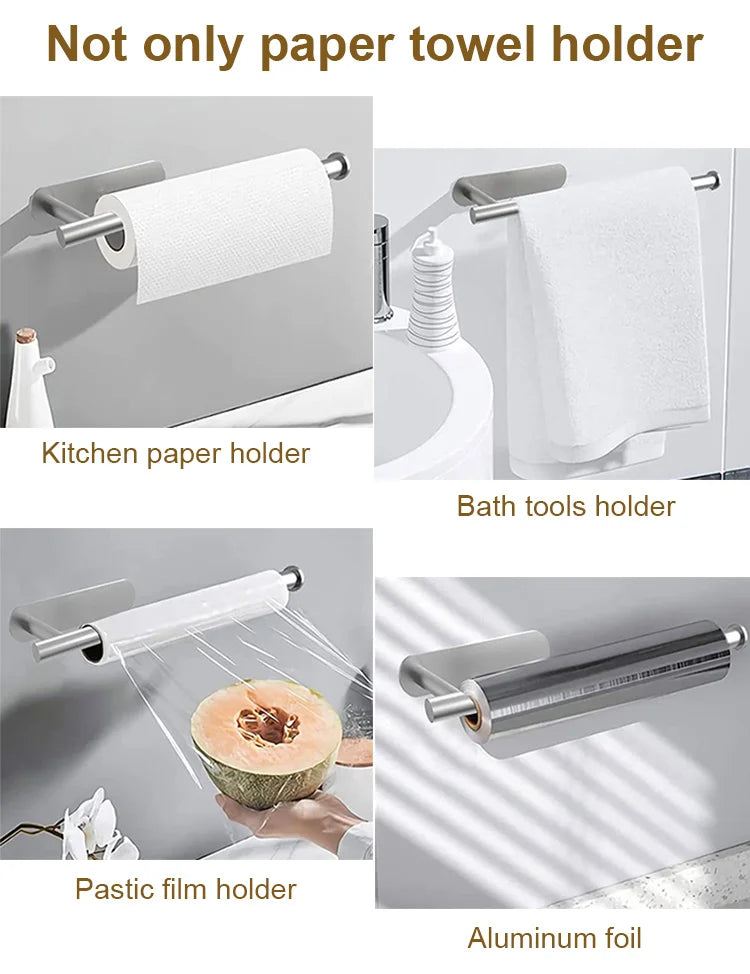 Wall mounted paper towel holder by Showlu Smart General, featuring a sleek metal design for easy towel access and organization.