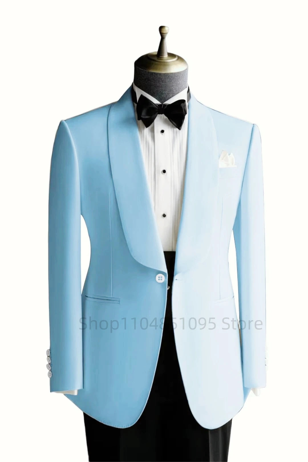 Showlu men's slim fit wool blend suit blazer with shawl lapel, ideal for wedding or formal occasions.