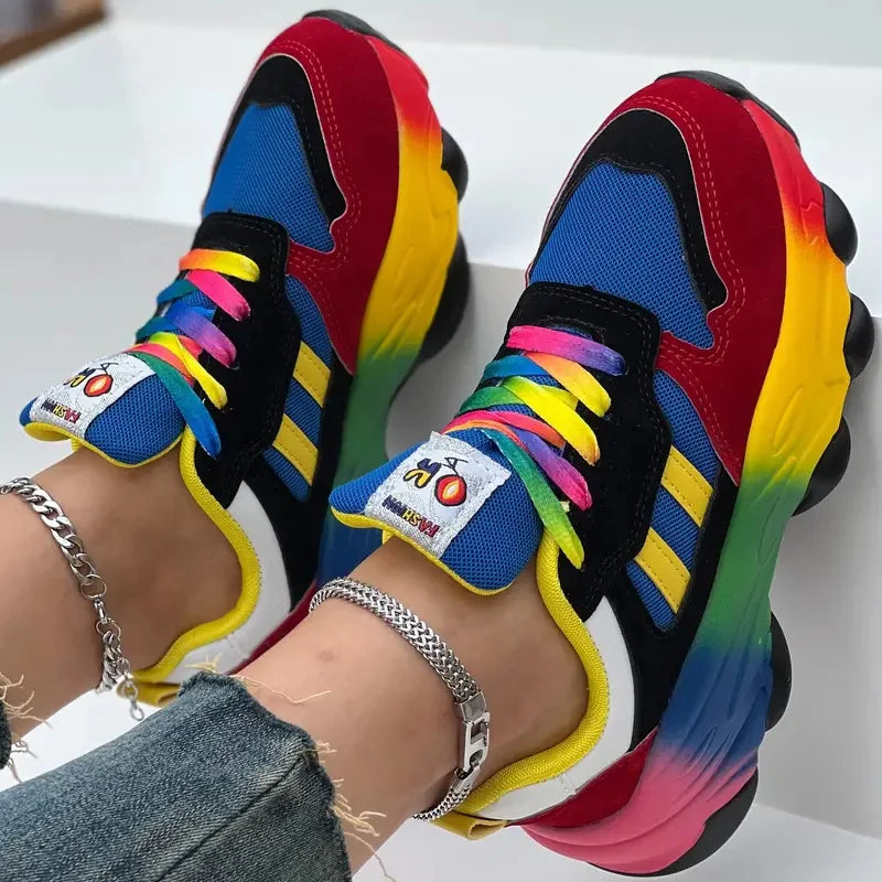Colorful Roar Uthaug women's platform sneakers with lace-up design and stylish running shoe features from SHOWLU FASHION STORE.