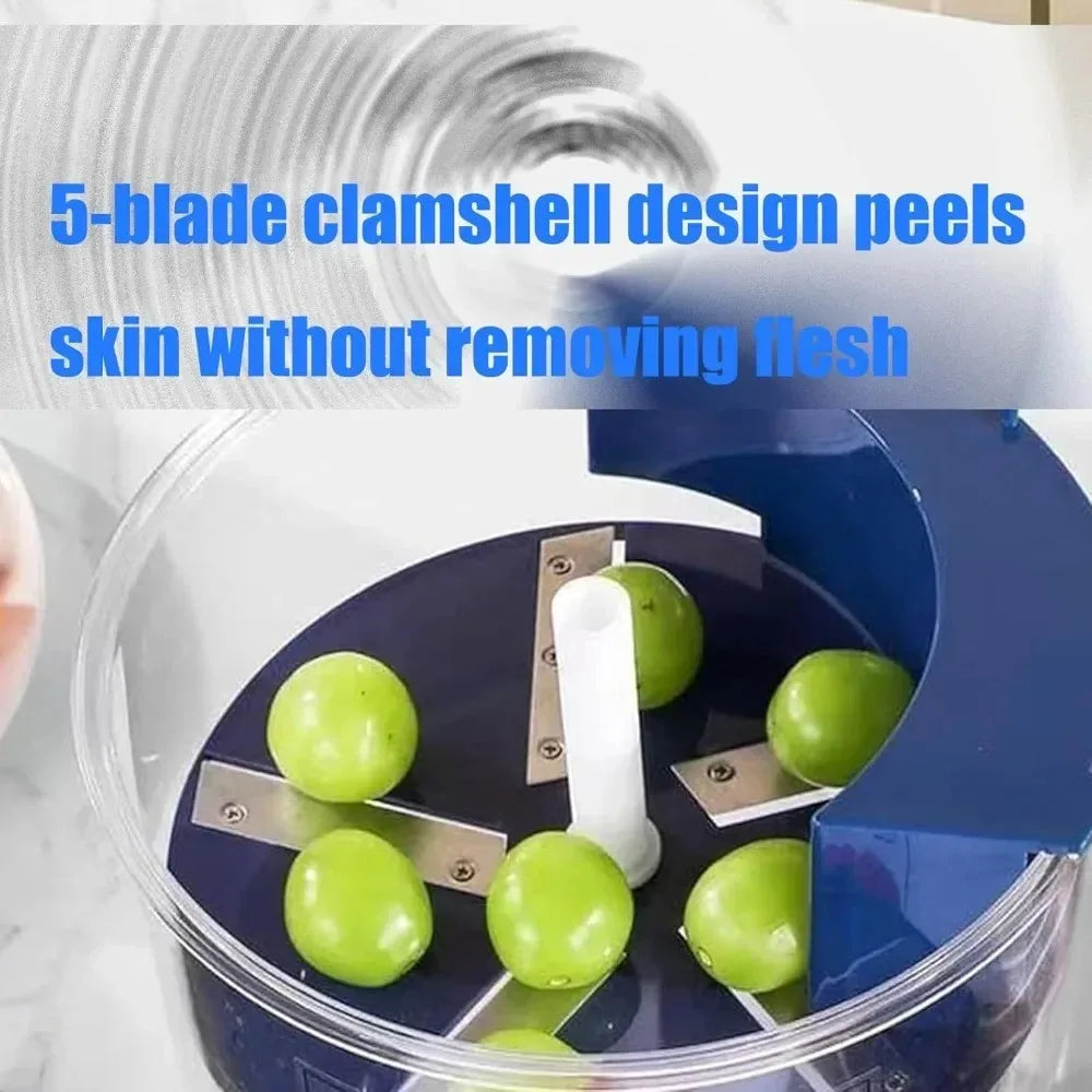 Electric stainless steel grape peeler machine by Showlu Smart General with rotating peeler for efficient grape preparation.