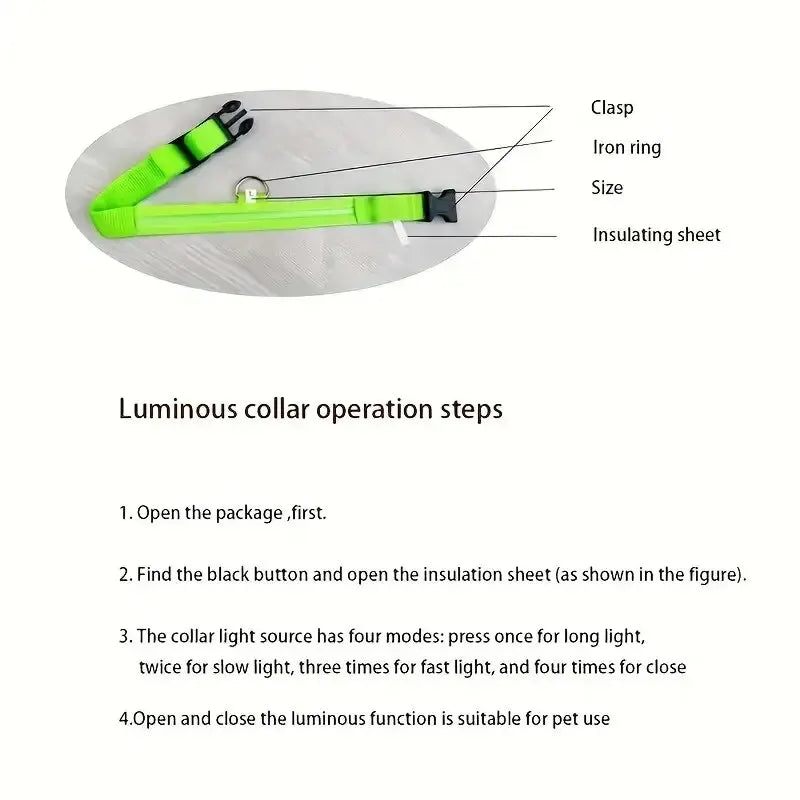 LED glow dog collar and safety night leash by Showlu Smart General, featuring bright illumination for nighttime visibility.