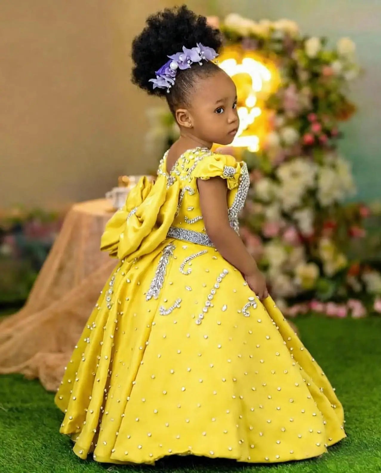 Luxurious lavender beaded queen ball gown for girls with intricate beading and full skirt, by 1170uf-he.