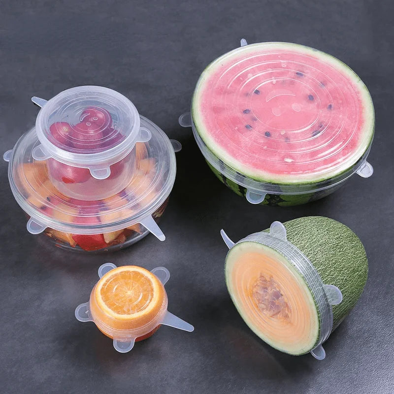 Showlu Smart General silicone stretch lids covering bowls and containers, demonstrating flexible, reusable food storage solutions.
