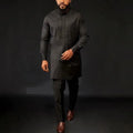 SHOWLU FASHION men's striped two-piece suit with formal cotton blend fabric, featuring a tailored jacket and matching trousers.