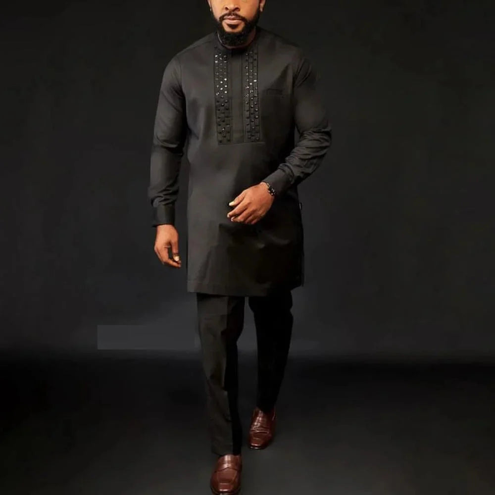 SHOWLU Men's striped two-piece suit for formal weddings and banquets, featuring a stylish luxury design and tailored fit.