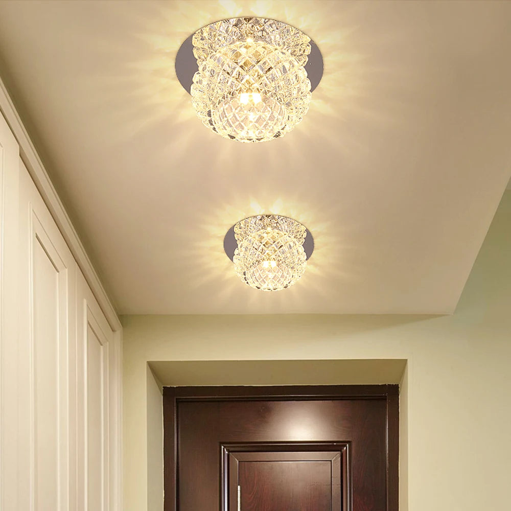 Modern crystal LED ceiling lamp by Showlu Fashion Store featuring stainless steel chandelier with elegant crystal accents.