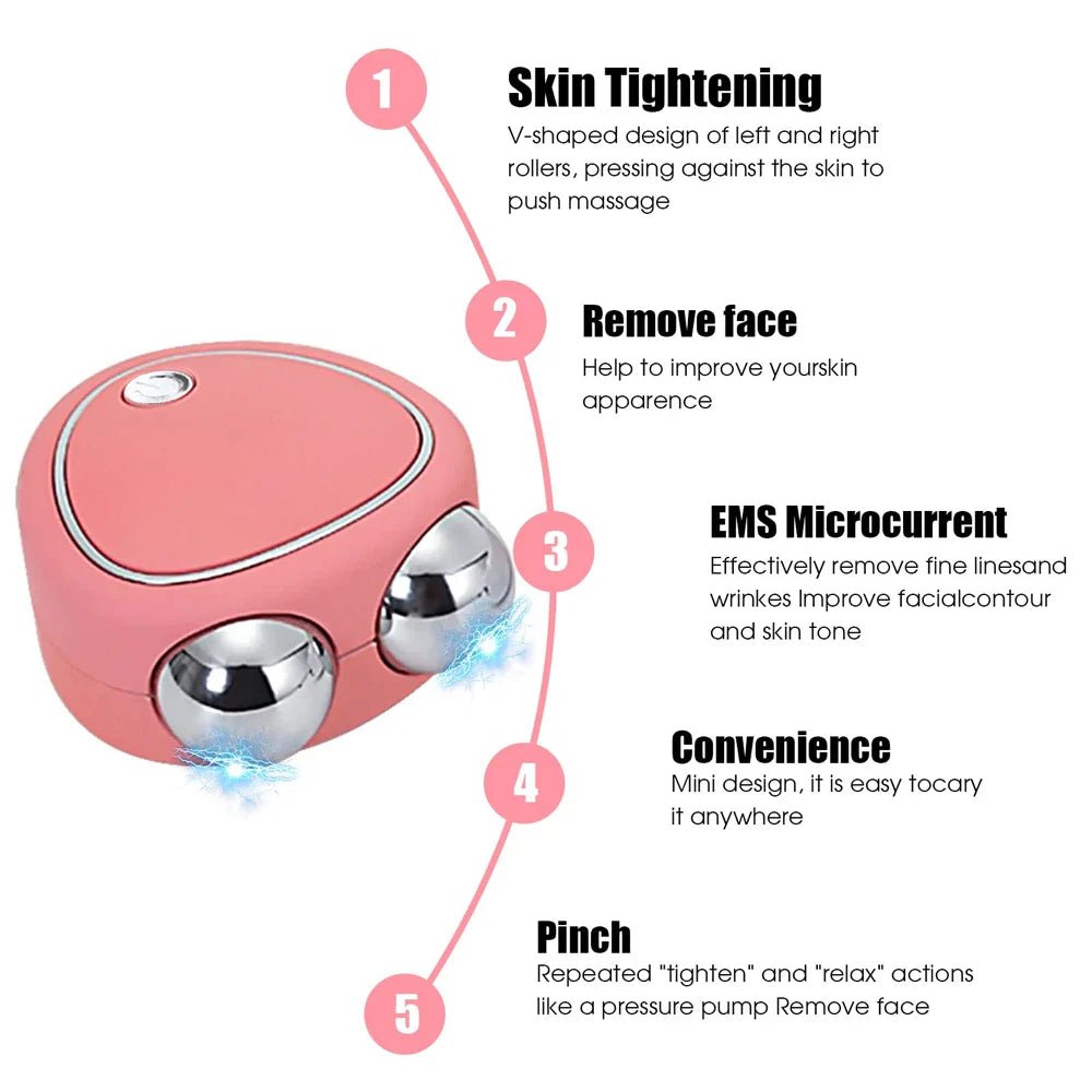 Microcurrent face lift machine by SHOWLU FASHION STORE with EMS face roller for skin tightening and facial toning.