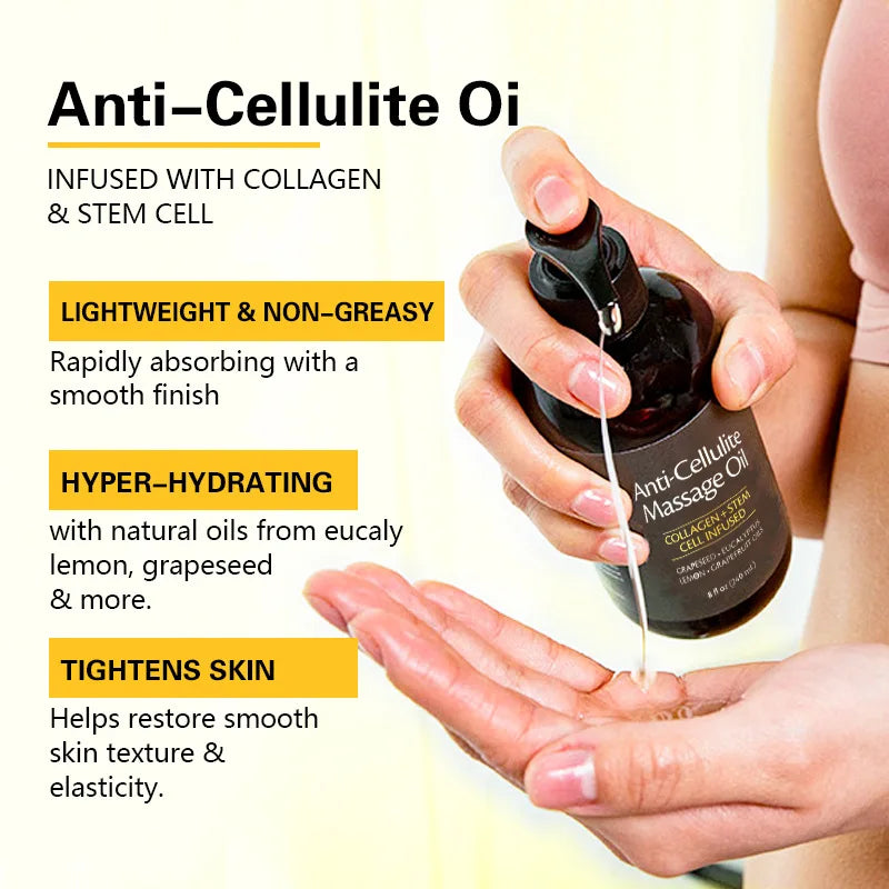 Showlu Collagen Skin Firming Body Massage Oil in 240ml bottle, natural soothing formula for skin rejuvenation and hydration.