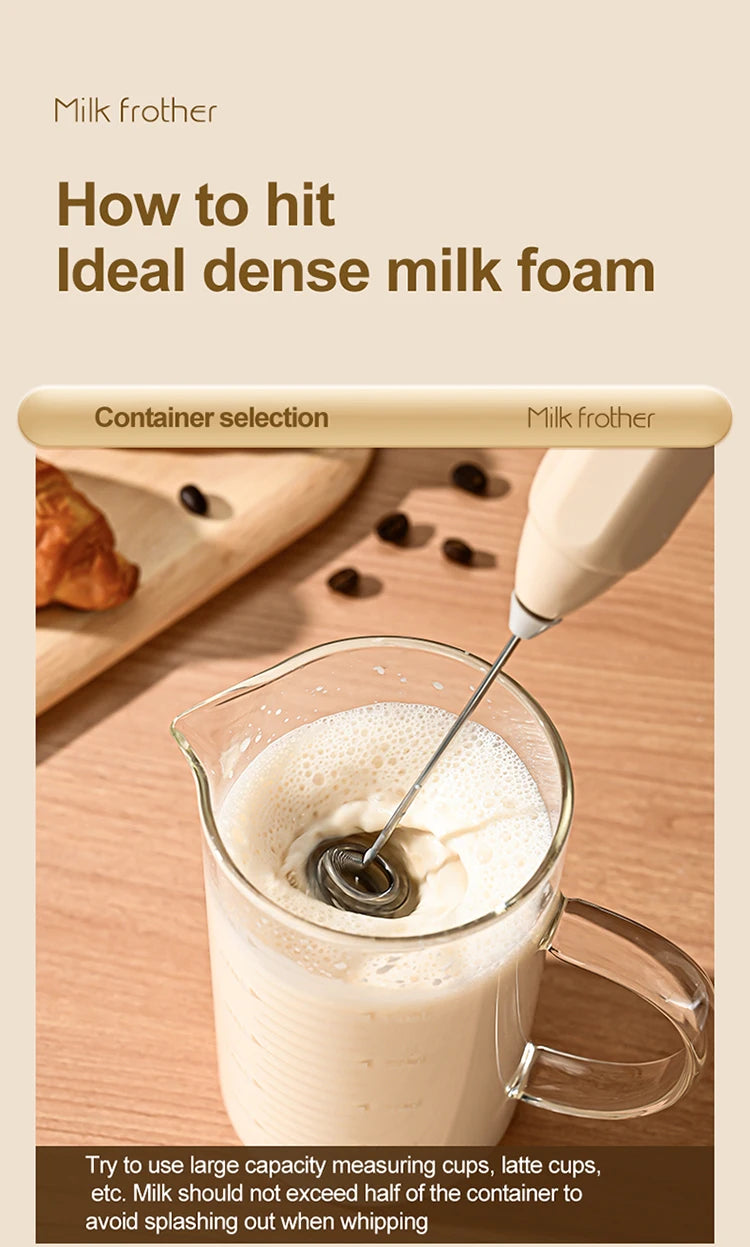Showlu Smart General portable mini electric milk frother with 3-speed handheld rechargeable design, ideal for creamy coffee drinks.