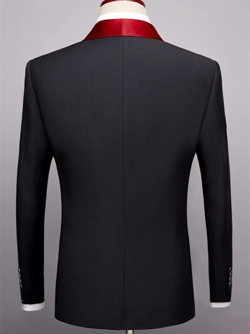 Slim fit men's wedding and business suit by Showlu Fashion, featuring a single-button jacket and matching pants set.
