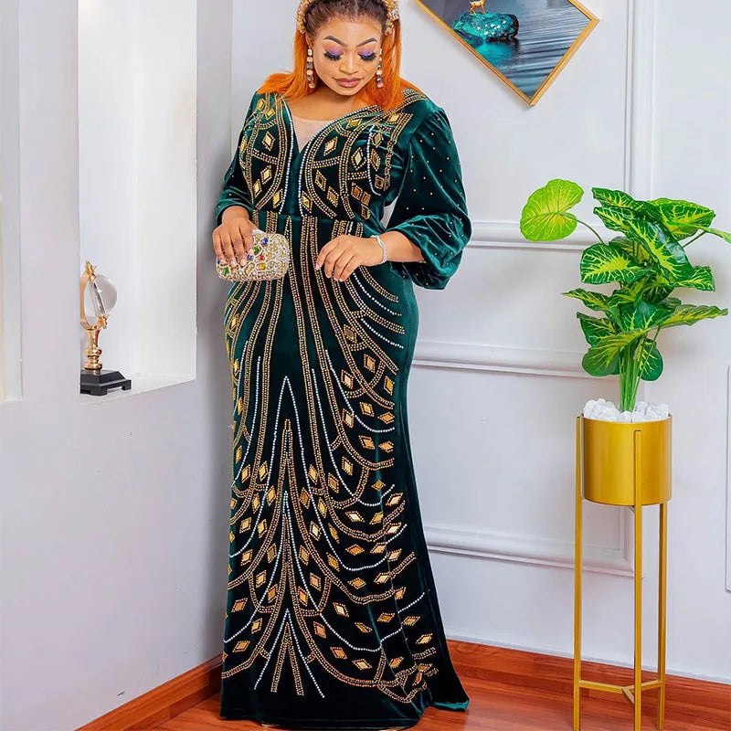 Luxury velvet evening dress by House of S·D, diamond slim fit party gown in elegant design, perfect for formal events.