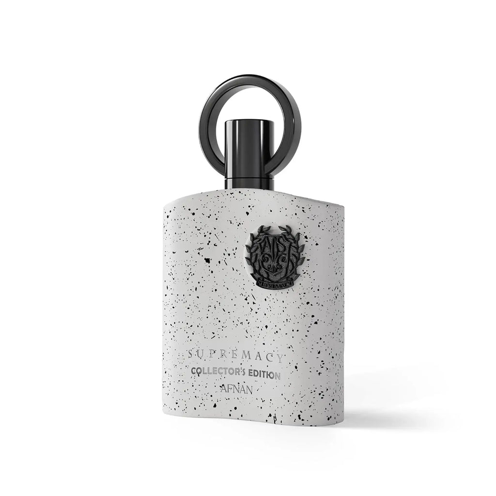 A 3.4 oz bottle of Afnan Supremacy Collector's Edition men's Eau De Parfum with elegant packaging and dark glass bottle.