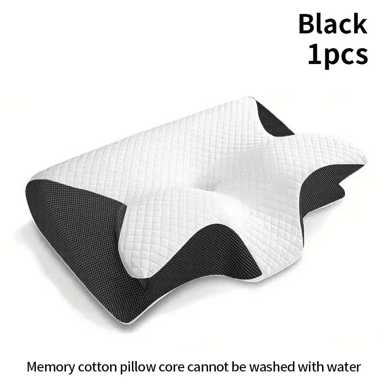 Ergonomic Tidesmit 2-in-1 memory foam pillow for neck and back pain relief, featuring contoured design and plush cover.