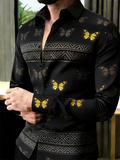 Men's long sleeve lapel shirt with 3D printed butterfly pattern in 11 colors, stylish and fashionable from Showlu Fashion Store.