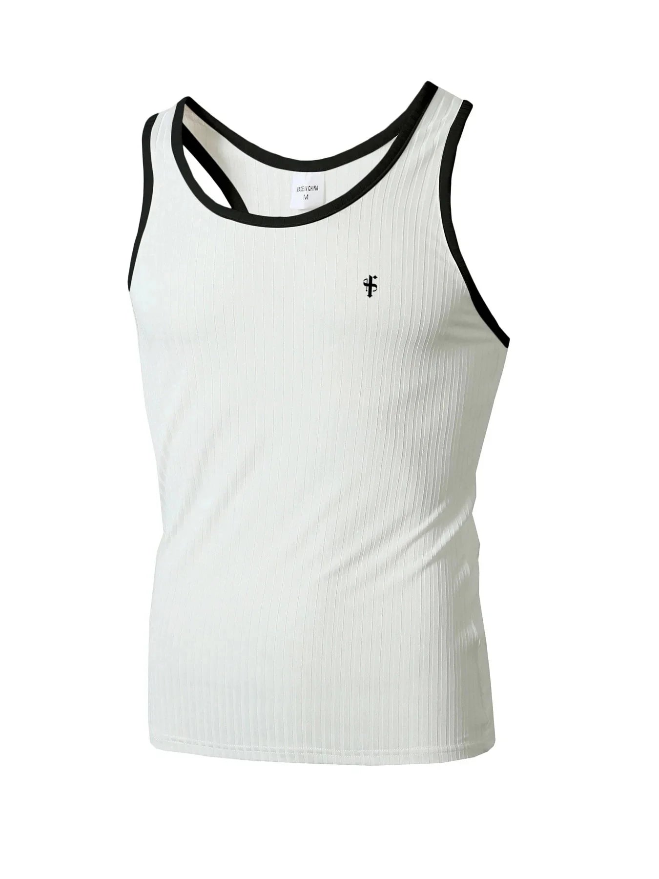 Men's quick-dry sleeveless gym tank top with vertical stripes by Showlu Fashion, designed for active fitness and athletic wear.