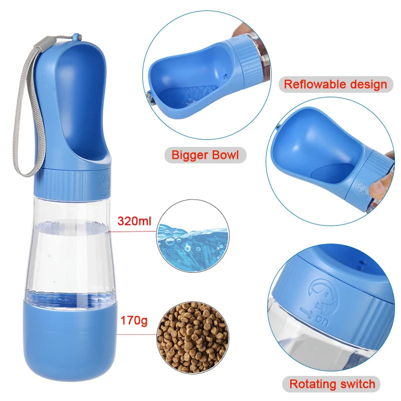 Showlu Smart General pet portable water bottle with a compact design, featuring a built-in water dish for on-the-go hydration.