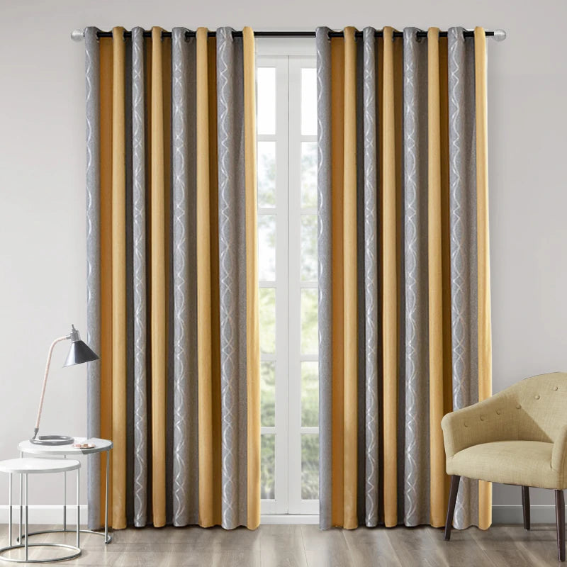 New Thickened Striped Jacquard Curtains For Kids Children's Room Living Room Bedroom Seamless Splicing Curtain Fabric