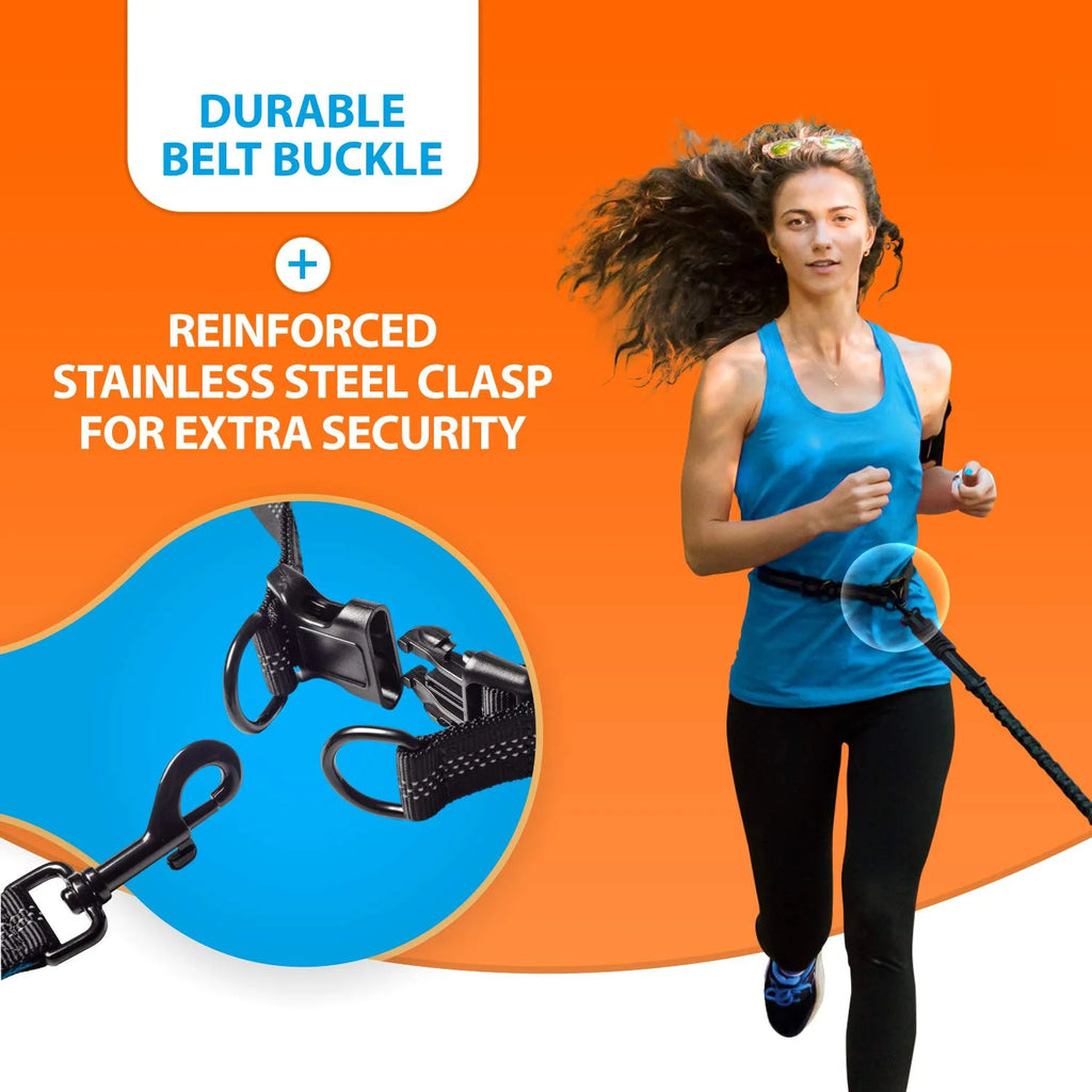 Reflective DCLOUD Hands Free Double Dog Leash from Showlu Fashion Store, designed for walking two dogs simultaneously.