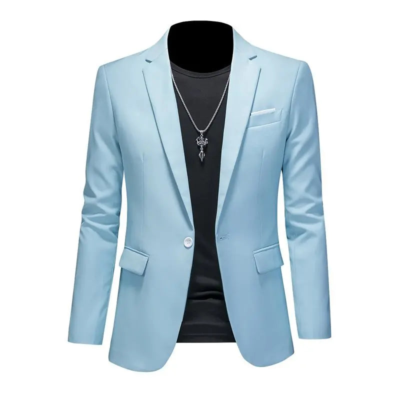 Slim fit men's business blazer suit jacket by SHOWLU FASHION, single-breasted style, tailored fit, dark fabric, formal attire