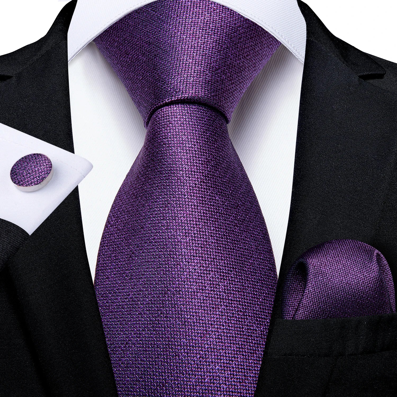 DiBanGu Ties For Men Purple Floral Paisley Necktie Business Formal 100% Silk Tie Pocket Square Set For Wedding Party Cravat
