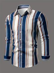 Fashion Square stripe patterns 3D Print Mens Long Sleeve Shirt Autumn Button Down Casual Animal Shirt Lapel Mens Clothing Tops