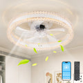 Modern 20-inch LED ceiling fan with light in white finish, flush mount design by Showlu Fashion Store