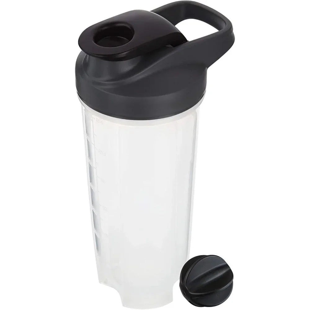 Showlu Fashion FEB.WIND 28 oz protein shaker bottle with ball blender, handle, and sleek design for mixing supplements.