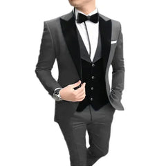 3 Pieces Green Men Suits Slim Fit  Best Men Wear Wedding Business Groom Tuxedos Blazer+Vest+Pants Costume Homme