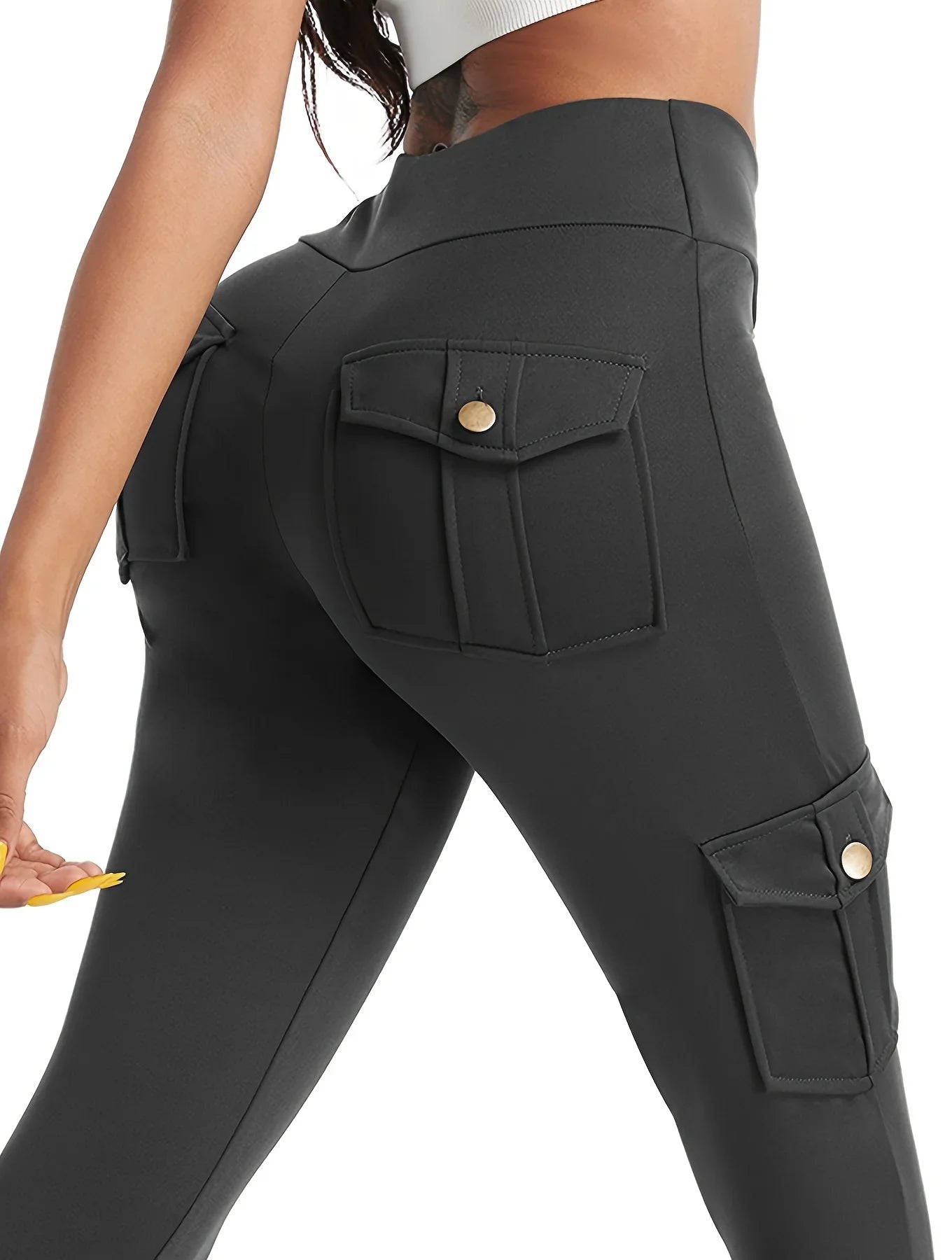 SHOWLU Women's high waist cargo leggings with scrunch booty design, perfect for workout and casual wear.