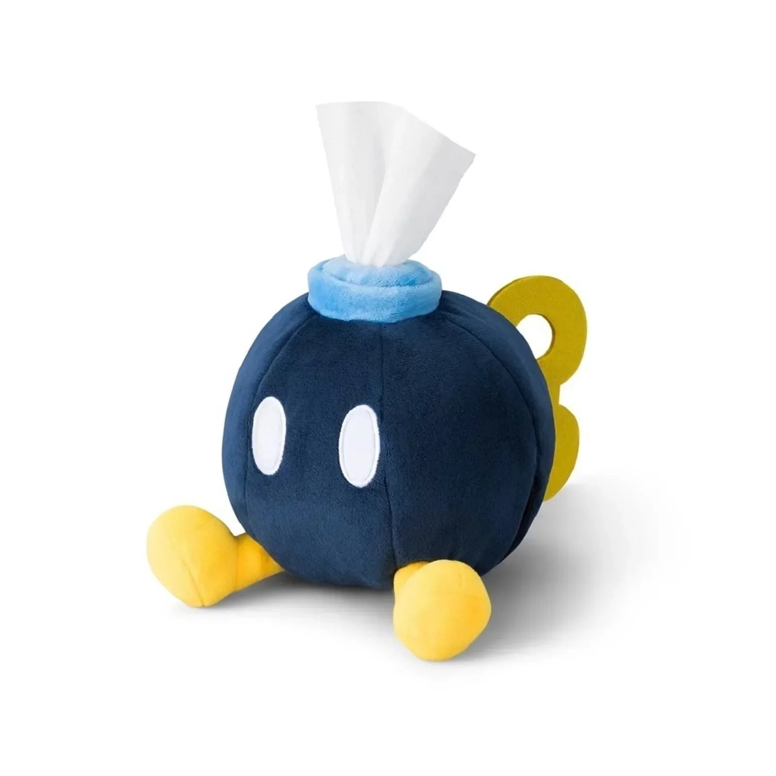 Super Mario Bob-omb plush tissue box holder by Takara Tomy featuring a colorful plush Bob-omb character for anime decor.