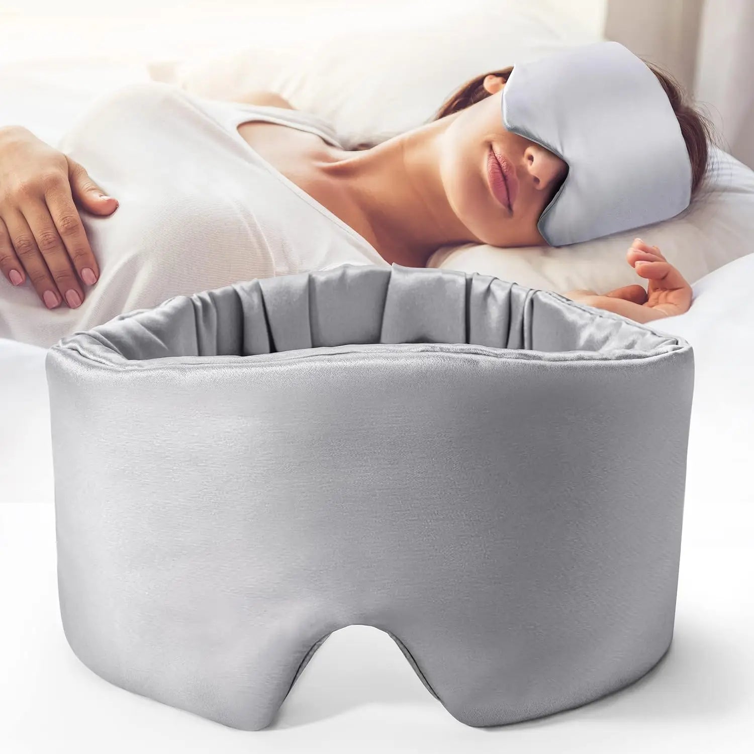 Showlu Smart General silk sleep mask covering eyes, luxury eye mask designed for better sleep and relaxation.