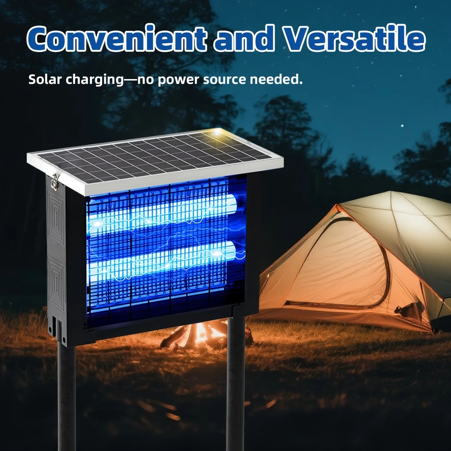 Showlu Smart General outdoor solar bug zapper with rechargeable battery and high-powered mosquito killing for 2000 sq.ft. area.