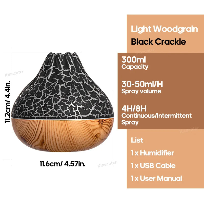 Showlu Smart Kinscoter 300ml ultrasonic humidifier emitting mist in a modern room setting, compact and sleek design.