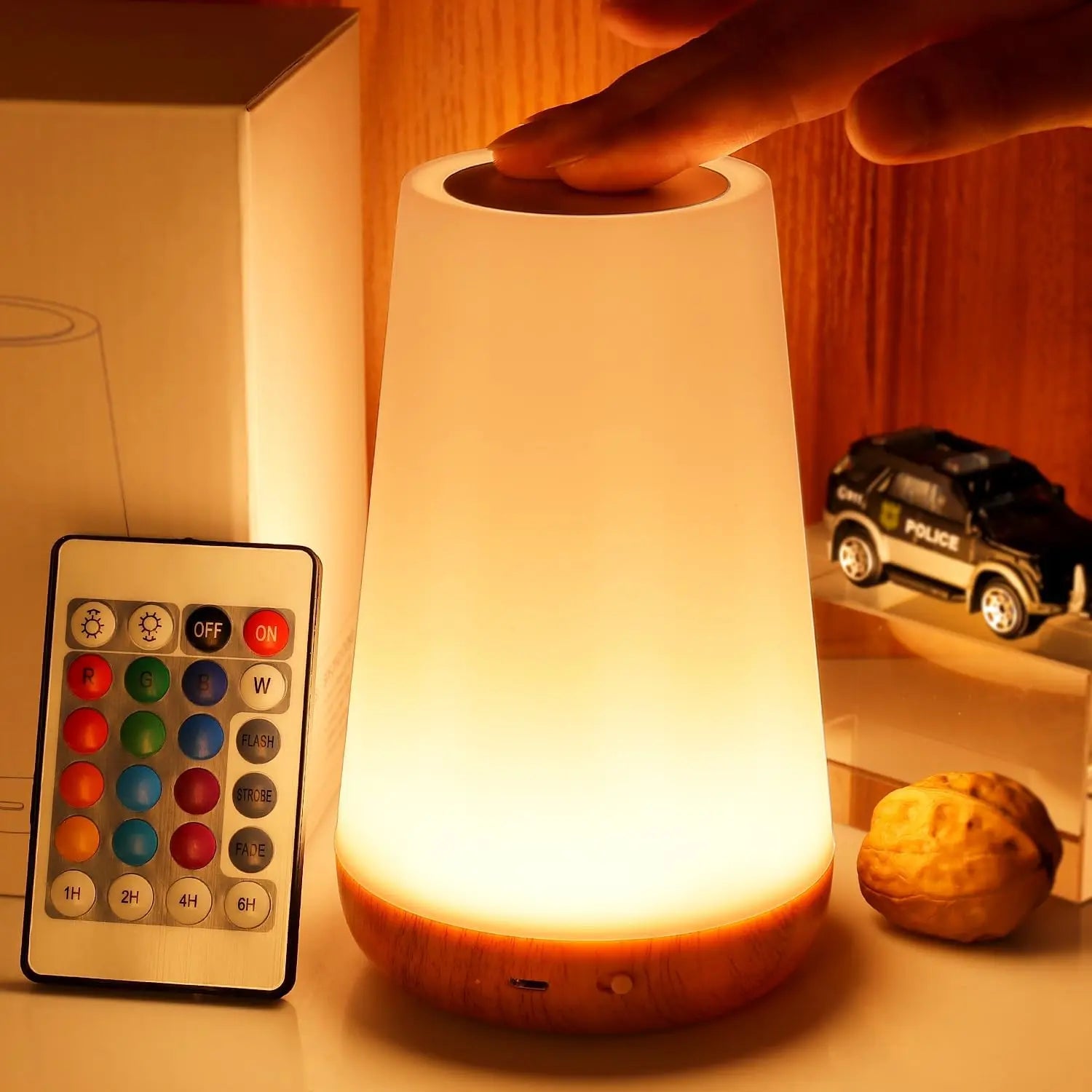 Showlu Smart General RGB Touch Remote Night Light with colorful LED lighting and touch control display in a sleek design