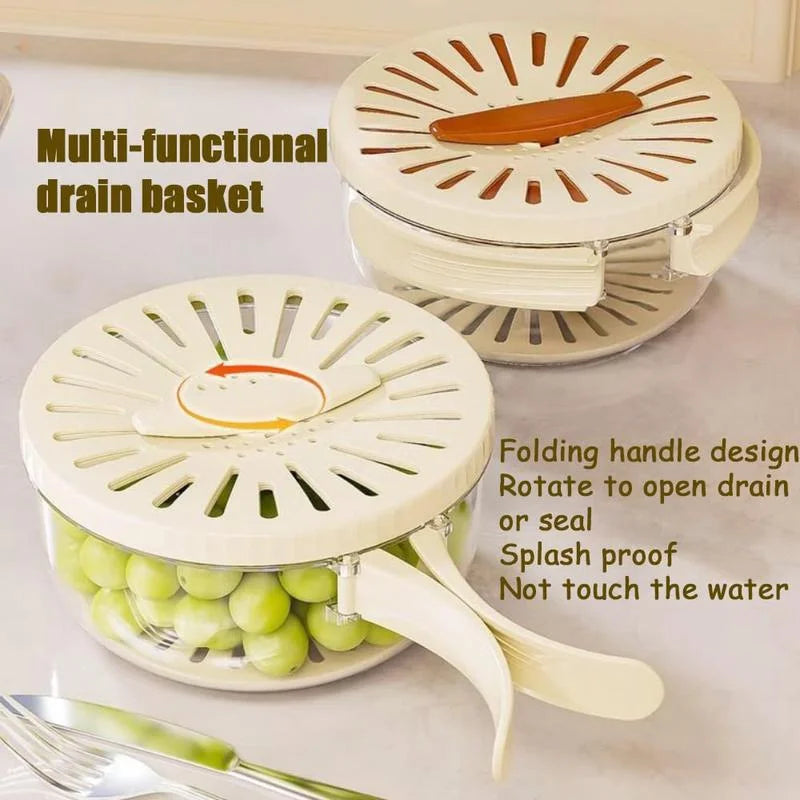 Kitchya folding vegetable and fruit cleaning basket by SHOWLU FASHION STORE, showing a compact, foldable kitchen drainage box with mesh design.