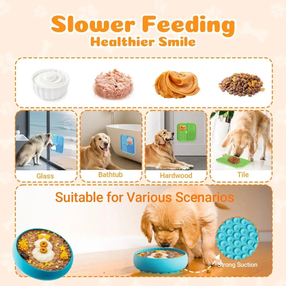 Showlu Fashion Store dog enrichment toys set including lick mats, puzzle balls, and bowls for treats and anxiety relief.