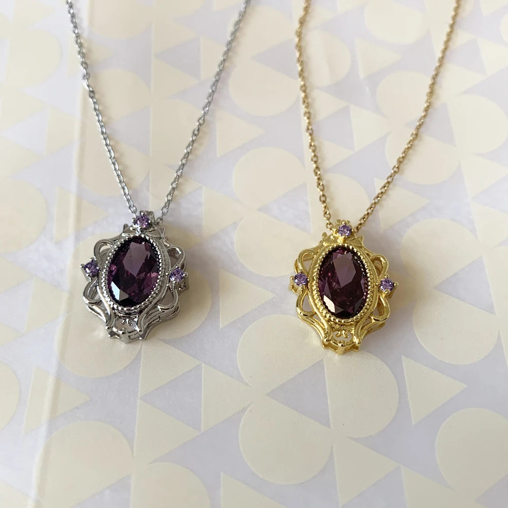 Rapunzel Necklace For Women Girls Fashion Wedding Party Jewelry Accessories Purple Lilac Zirconia Princess Necklace Gift For Her