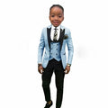 SHOWLU Boys 3-piece formal suit set with cotton fabric, peak lapel tuxedo for weddings and special occasions.
