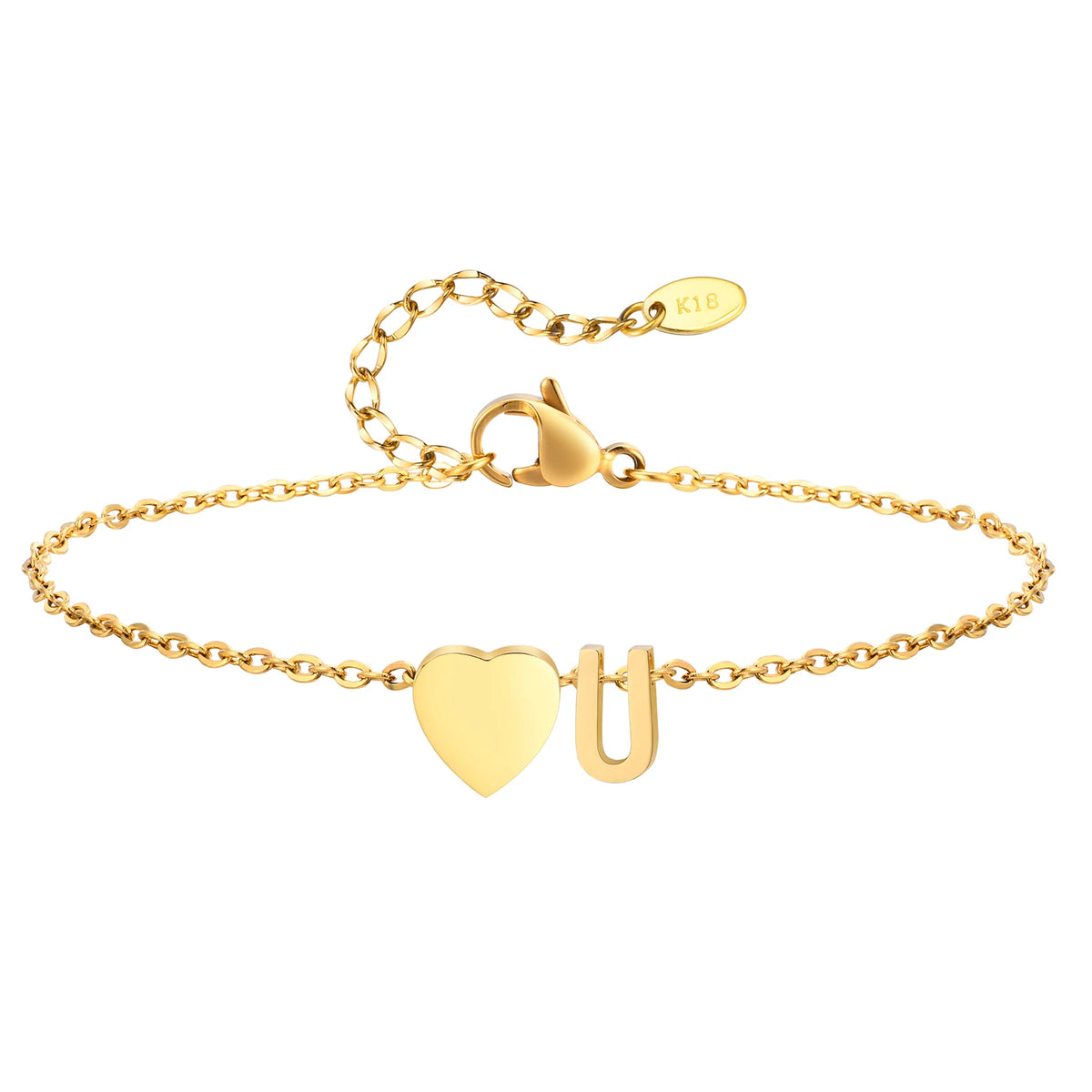 Personalized women's heart initial anklet bracelet with adjustable stainless steel beach jewelry and hypoallergenic foot chain.