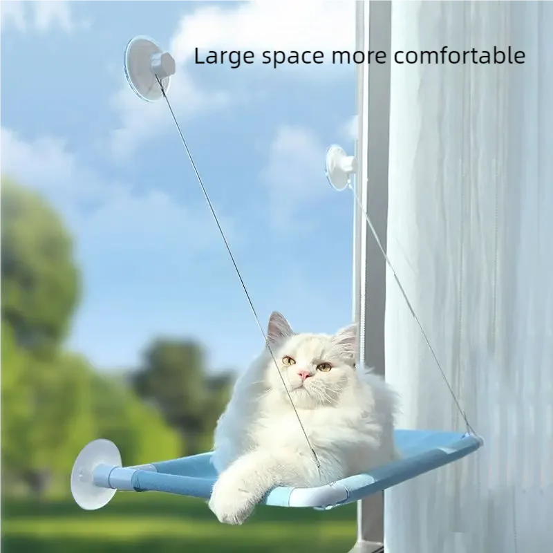 Showlu Smart General cat window hammock hanging on a window, providing a cozy resting spot for cats to relax and enjoy outside views.
