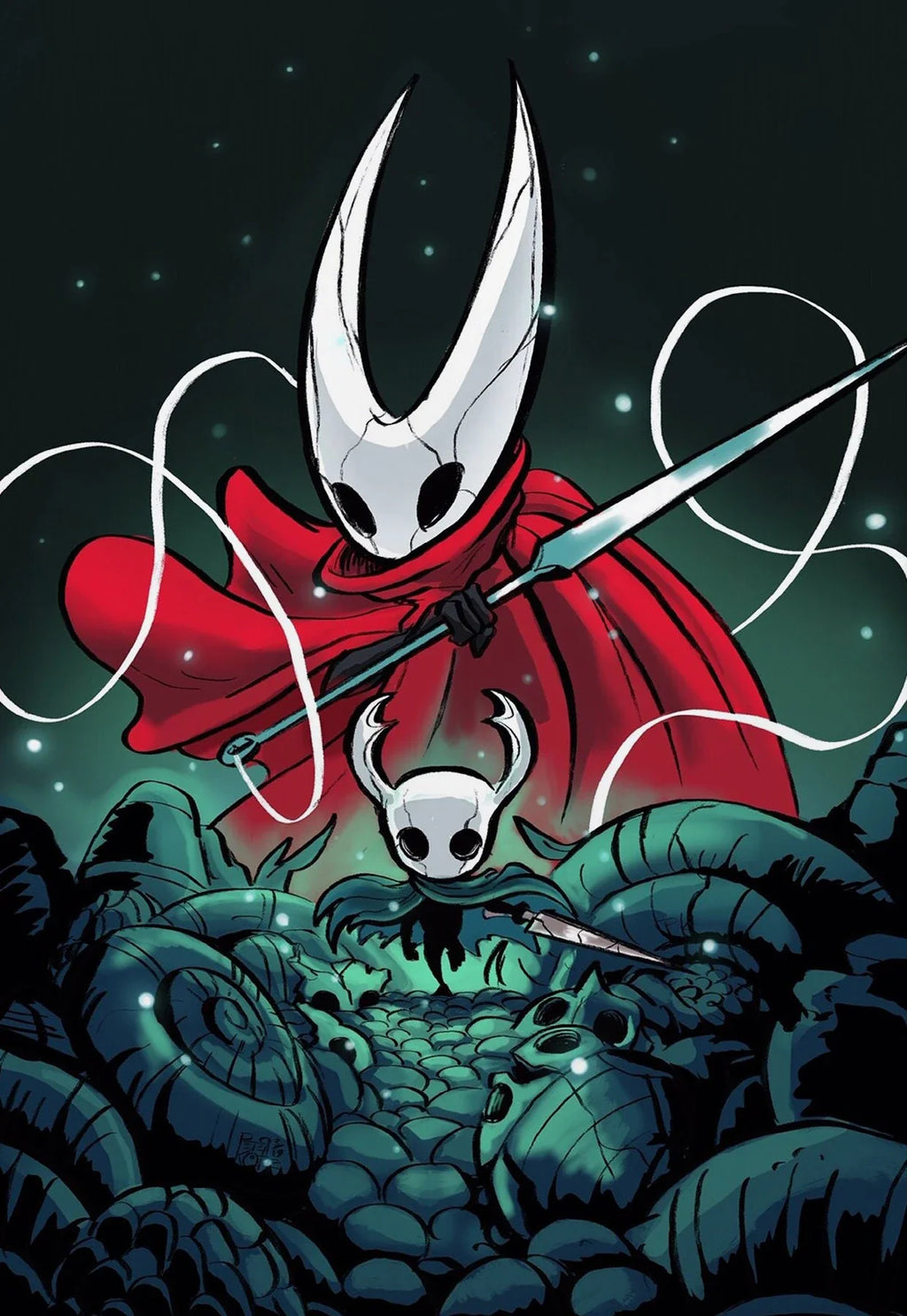 Hollow Knight canvas wall art poster featuring the game character, perfect for modern video game home decor.