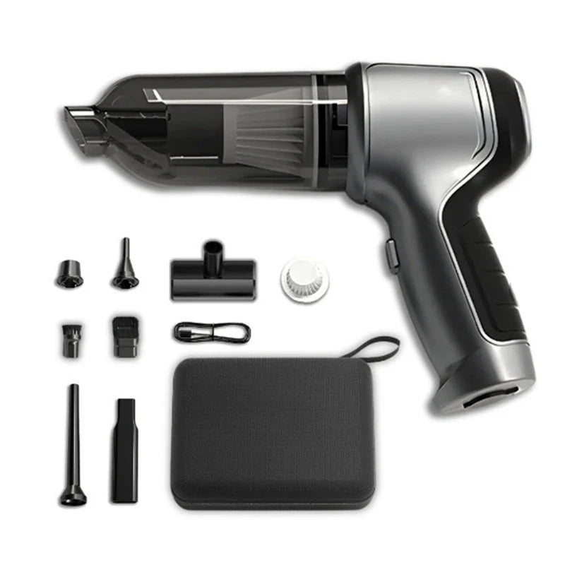 Showlu portable car vacuum and air blower with brushless motor, compact design for cleaning car interiors effectively.