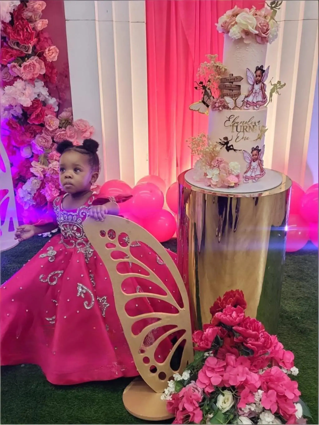 Hot Pink Girl's Birthday Party Dresses Customized Beading Ballgown Flower Girl Dress for wedding Princess Baby Kids Pageant Gown