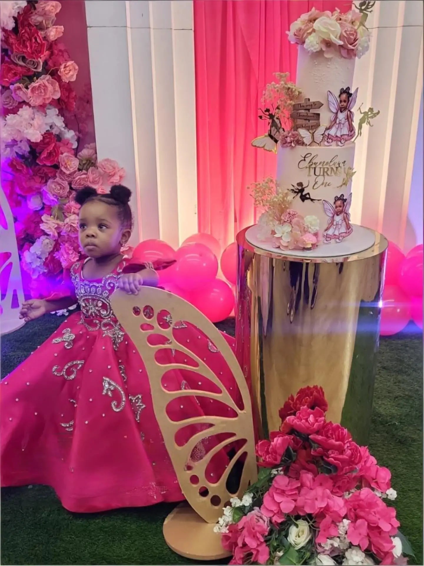 Hot Pink Girl's Birthday Party Dresses Customized Beading Ballgown Flower Girl Dress for wedding Princess Baby Kids Pageant Gown